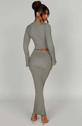 Elia Maxi Skirt - Khaki Ryvelle