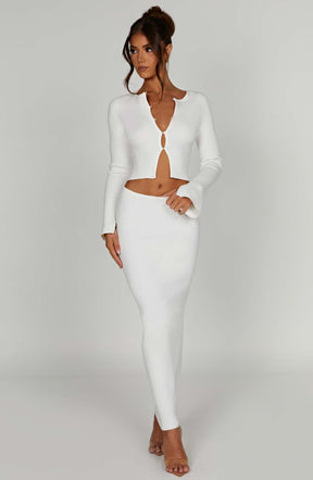 Elia Maxi Skirt - White Ryvelle