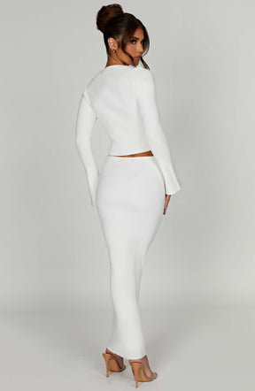 Elia Maxi Skirt - White Ryvelle