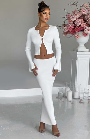 Elia Maxi Skirt - White Ryvelle
