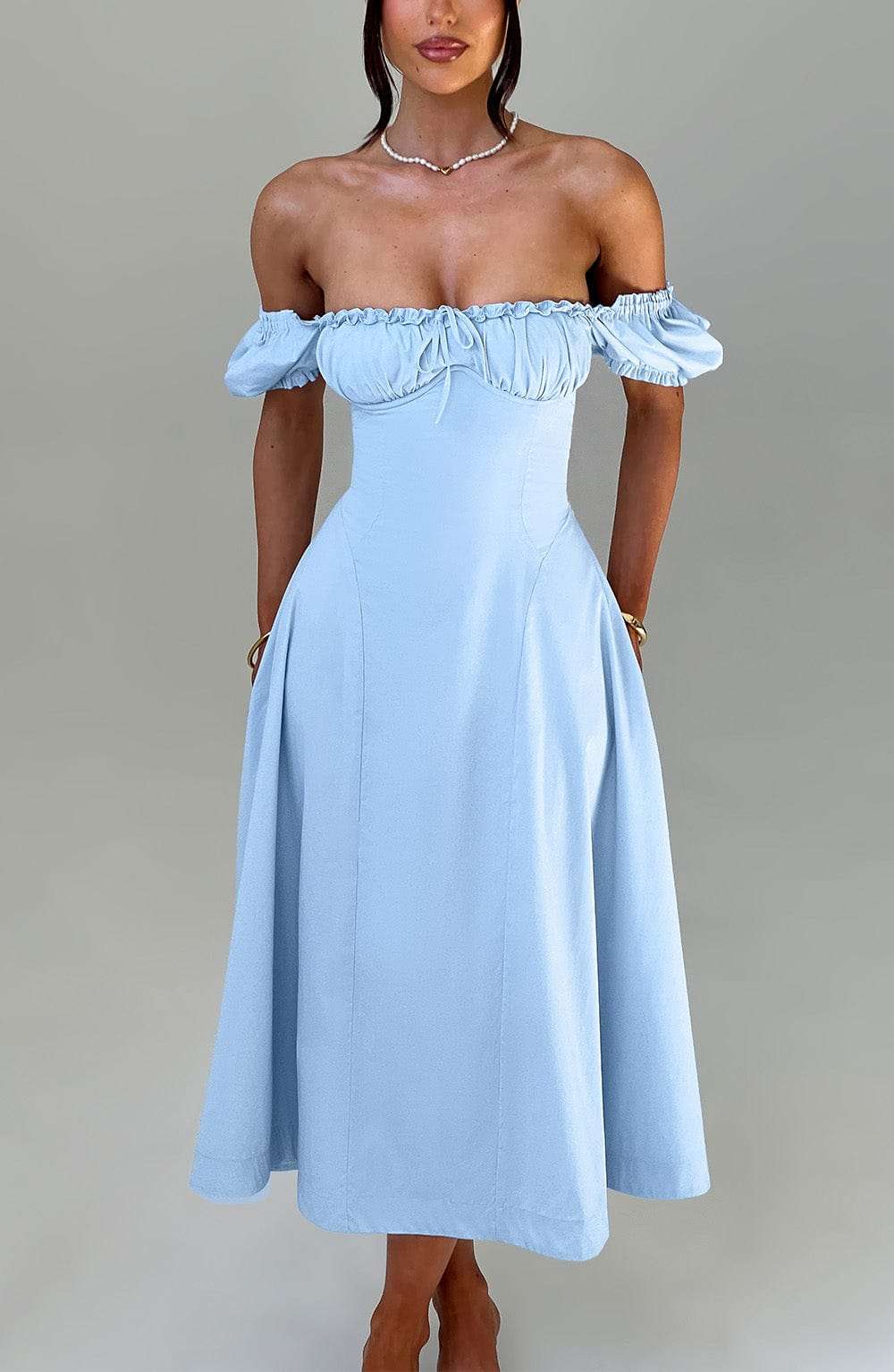 Elora Midi Dress - Blue Ryvelle