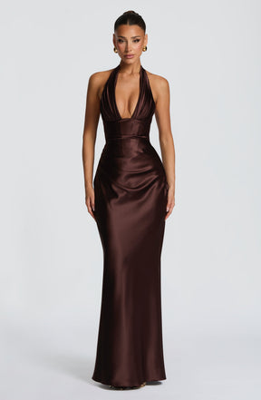 Elowen Maxi Dress - Plum Brown Ryvelle
