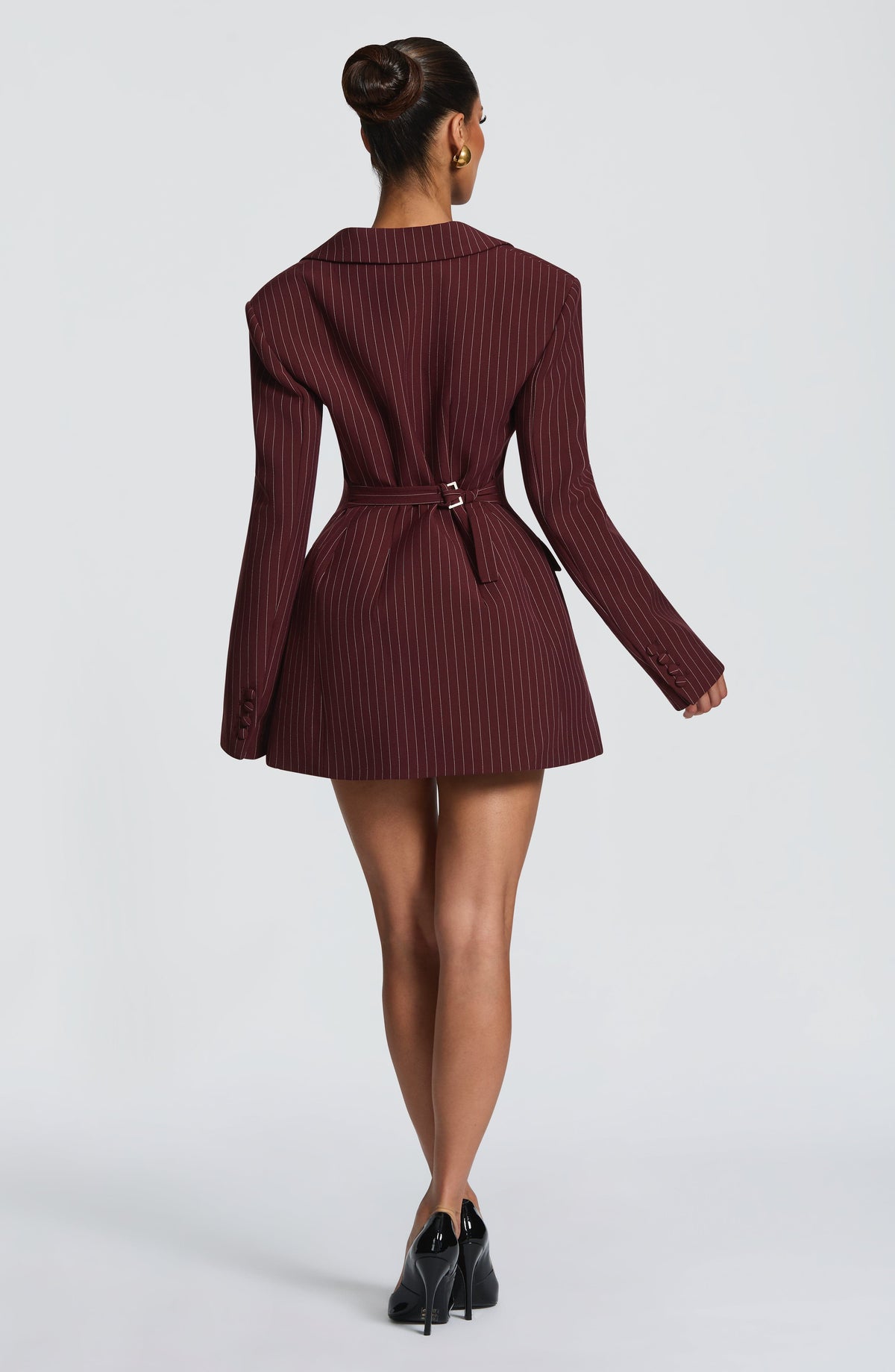 Mini-robe Elvira - Rayures fines bordeaux