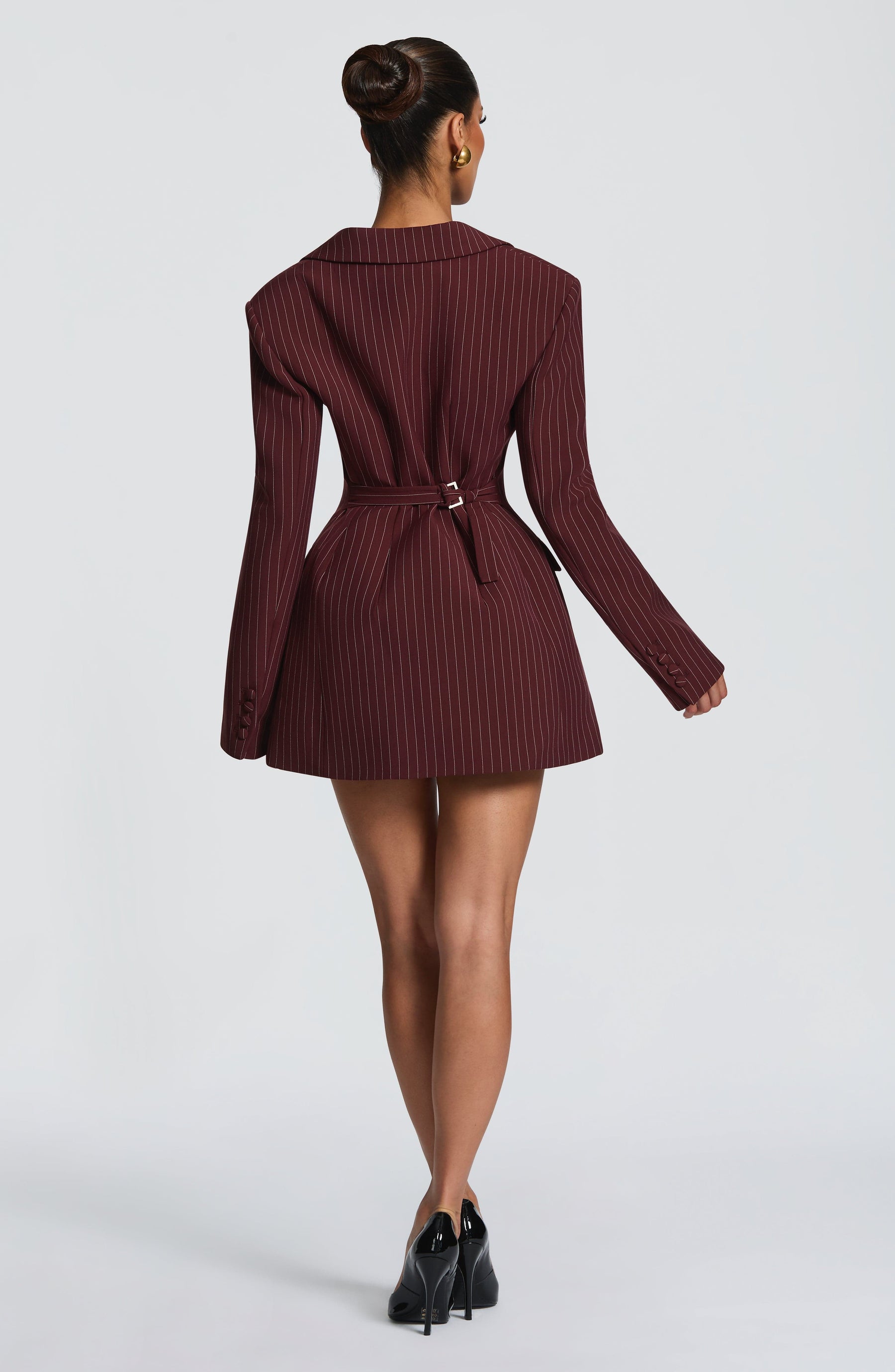 Elvira Minikleid – Burgunderrot Nadelstreifen