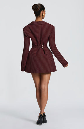 Elvira Minikleid – Burgunderrot Nadelstreifen