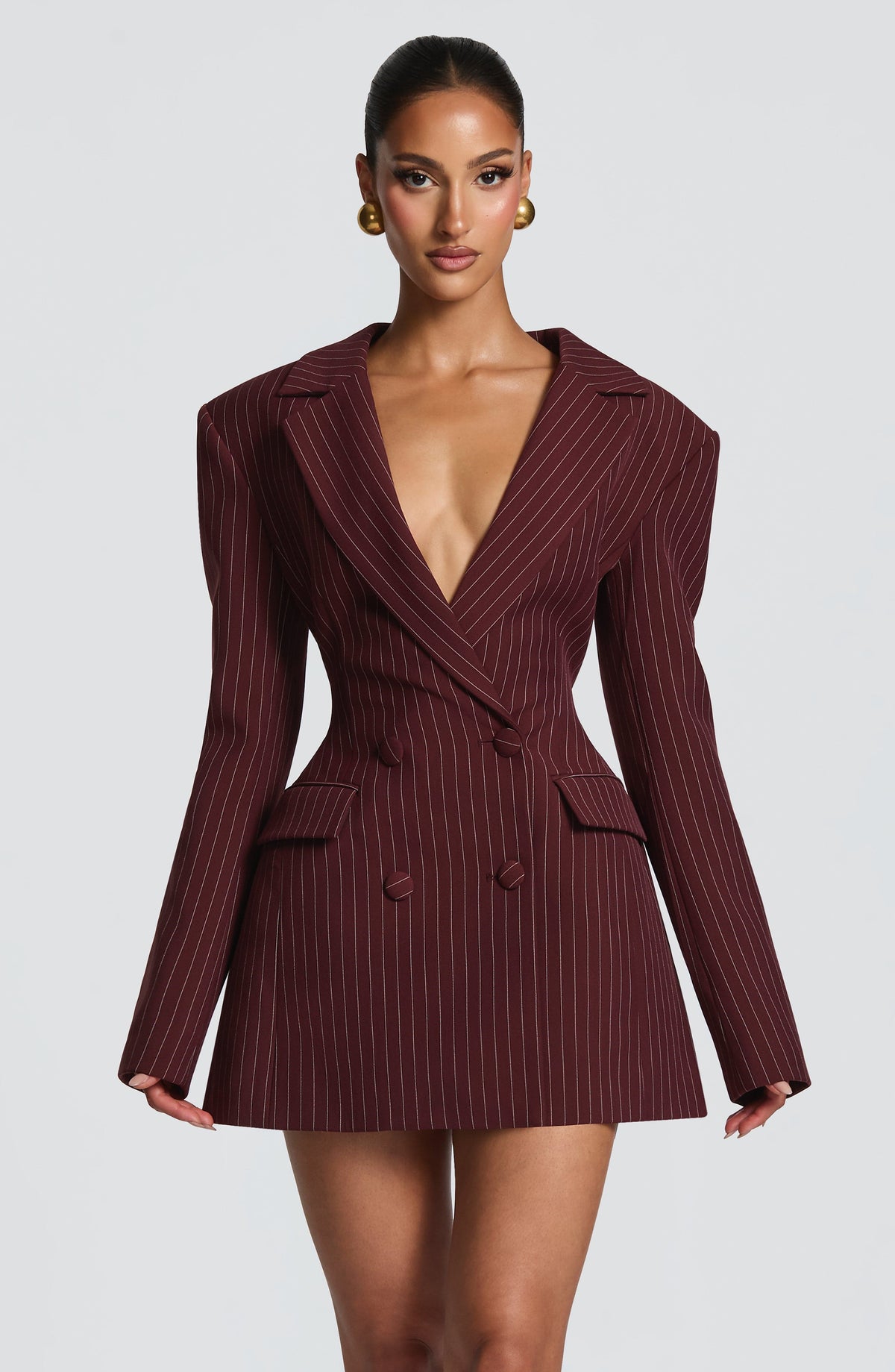 Mini-robe Elvira - Rayures fines bordeaux