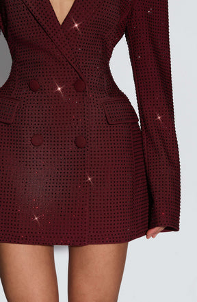 Elvira Mini Dress - Burgundy Sparkle Ryvelle
