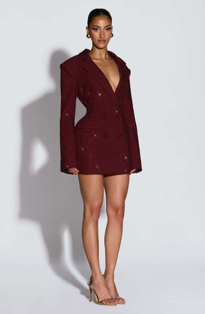 Elvira Mini Dress - Burgundy Sparkle Ryvelle