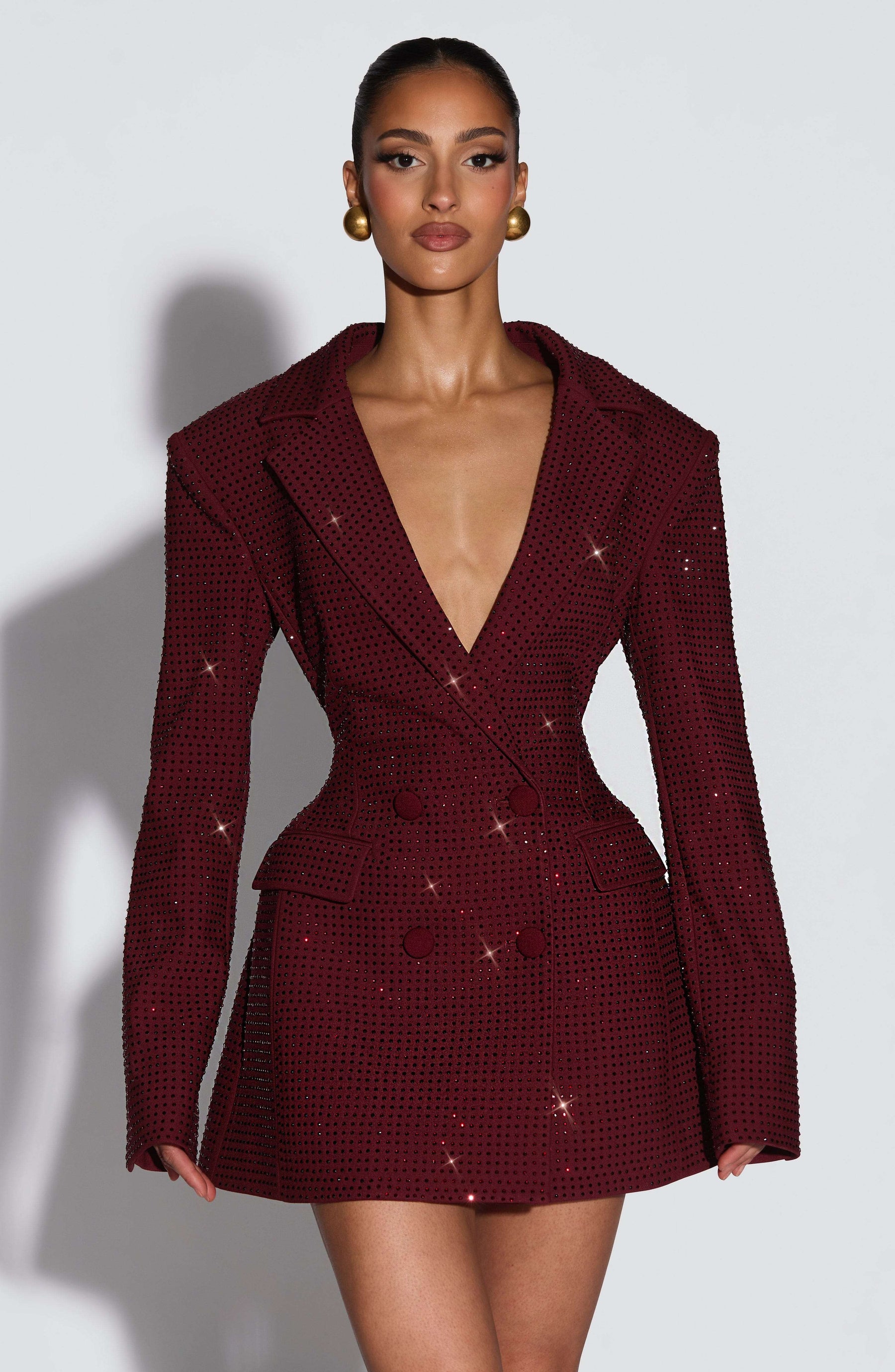 Elvira Mini Dress - Burgundy Sparkle Ryvelle