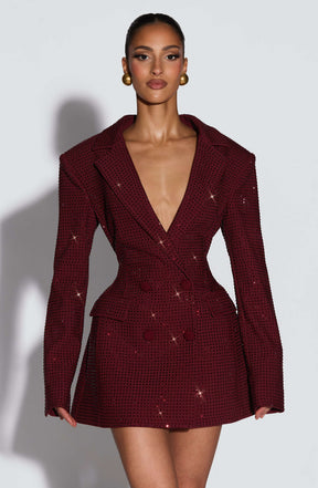 Elvira Mini Dress - Burgundy Sparkle Ryvelle