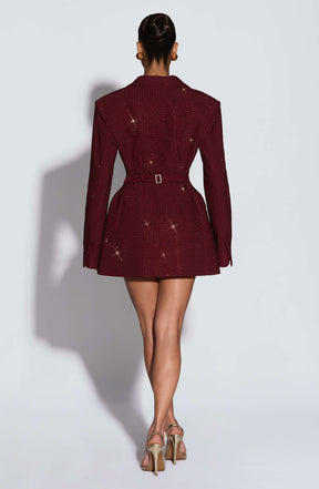 Elvira Mini Dress - Burgundy Sparkle Ryvelle