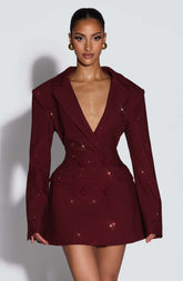 Elvira Mini Dress - Burgundy Sparkle Ryvelle