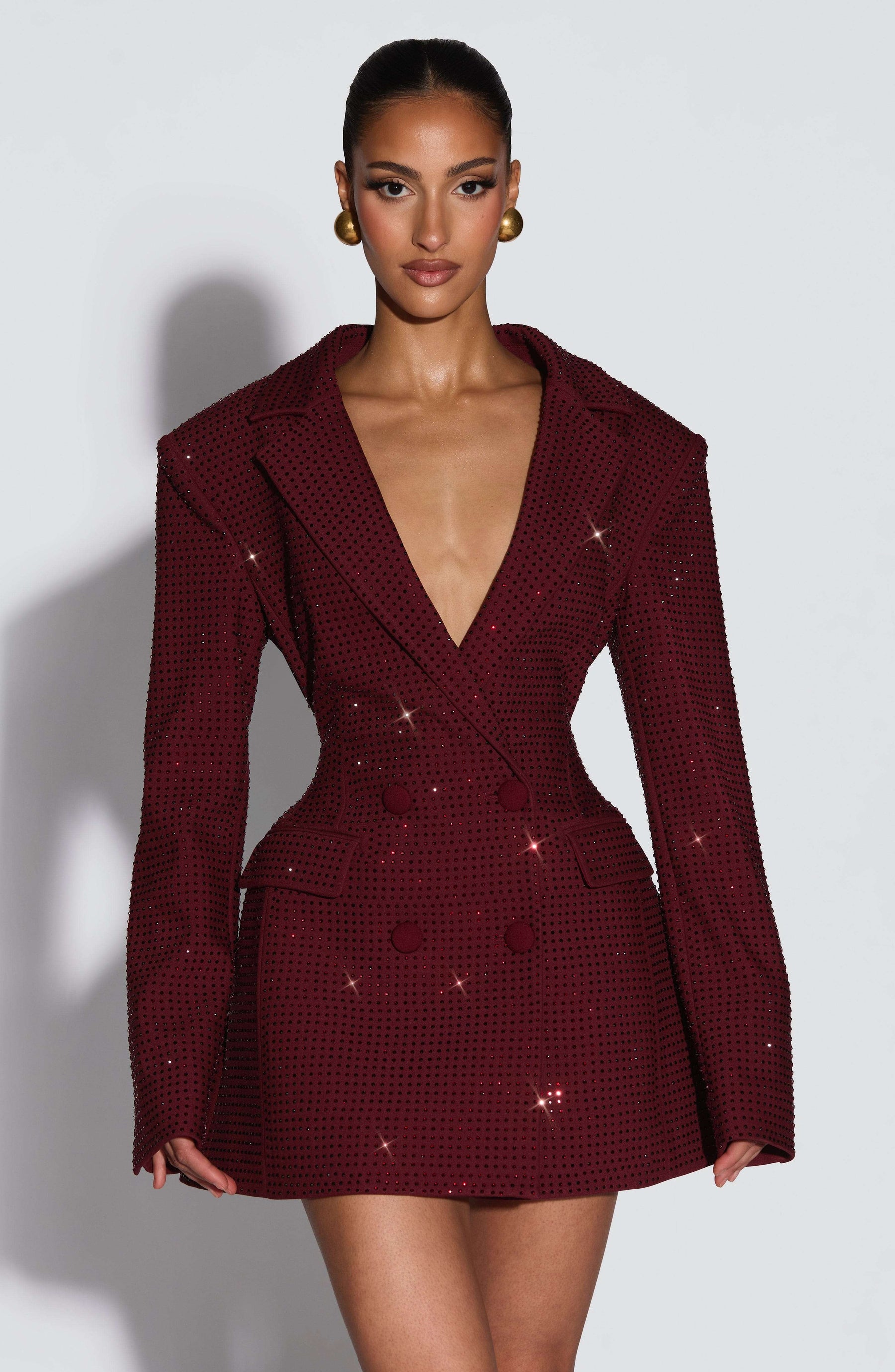Elvira Mini Dress - Burgundy Sparkle Ryvelle