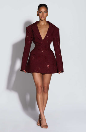 Elvira Mini Dress - Burgundy Sparkle Ryvelle