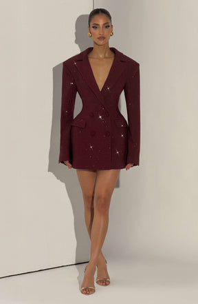 Elvira Mini Dress - Burgundy Sparkle Ryvelle