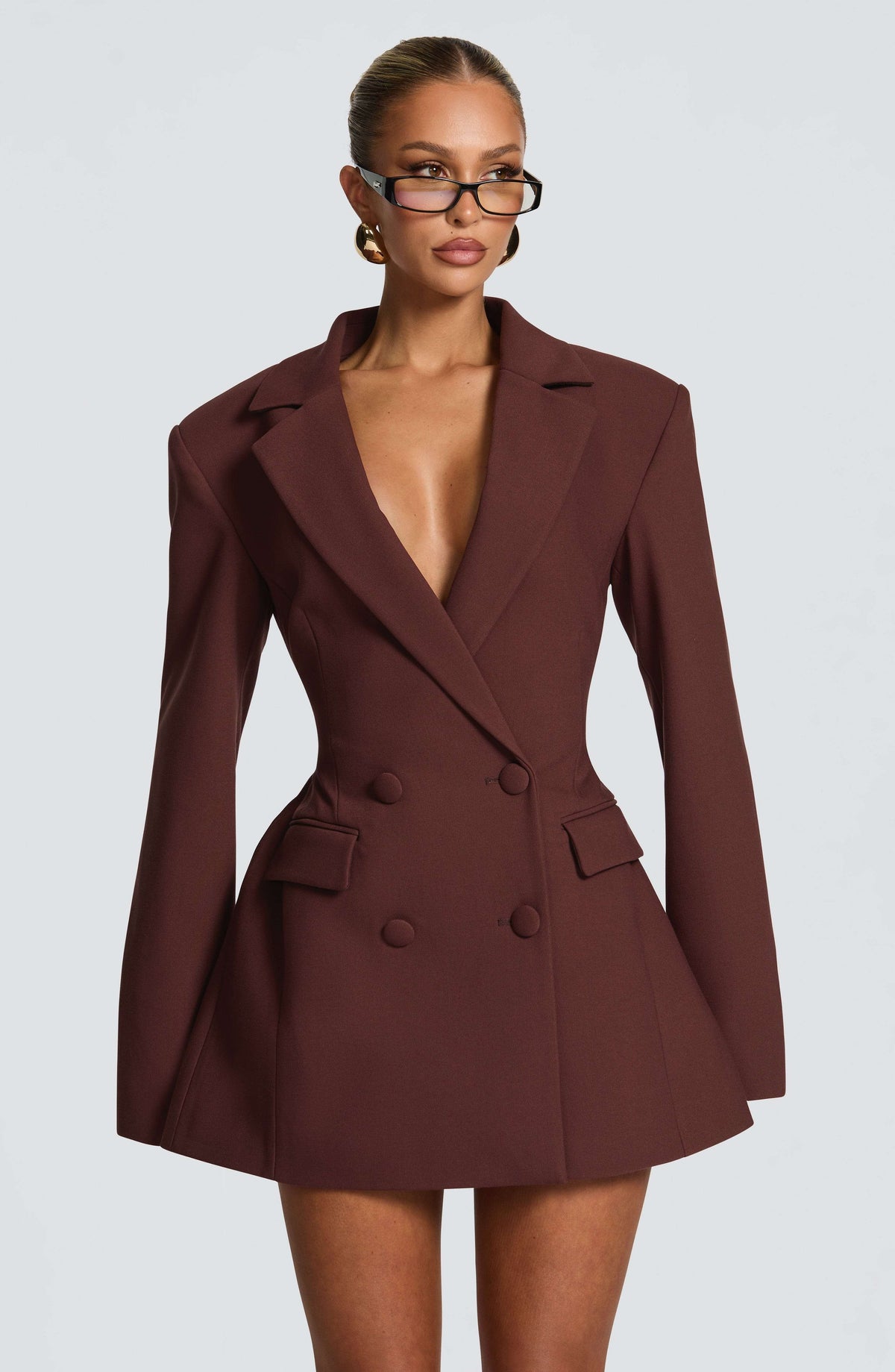 Elvira Mini Dress - Plum Brown Ryvelle