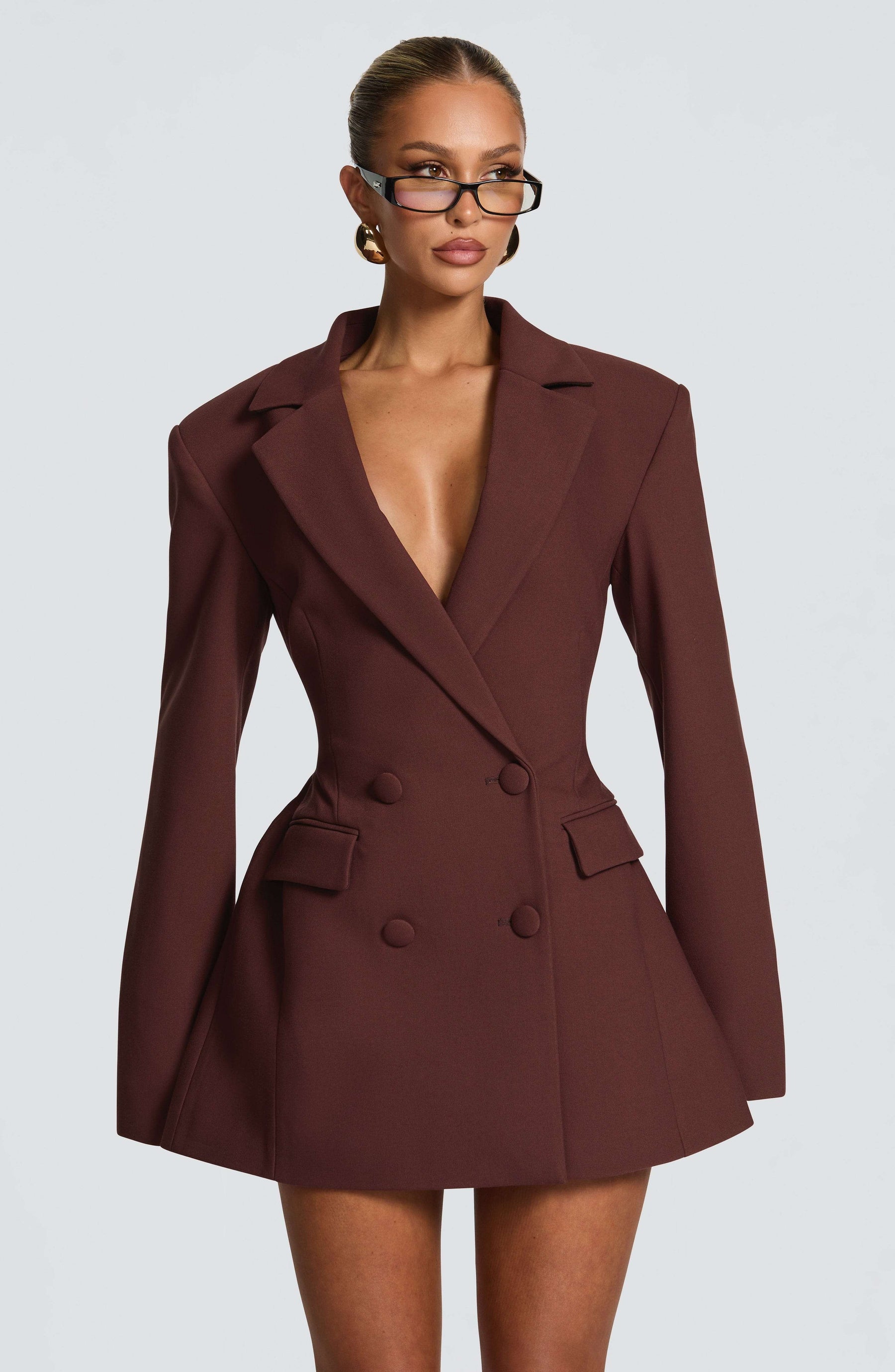 Elvira Mini Dress - Plum Brown Ryvelle