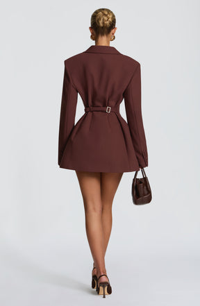 Elvira Mini Dress - Plum Brown Ryvelle