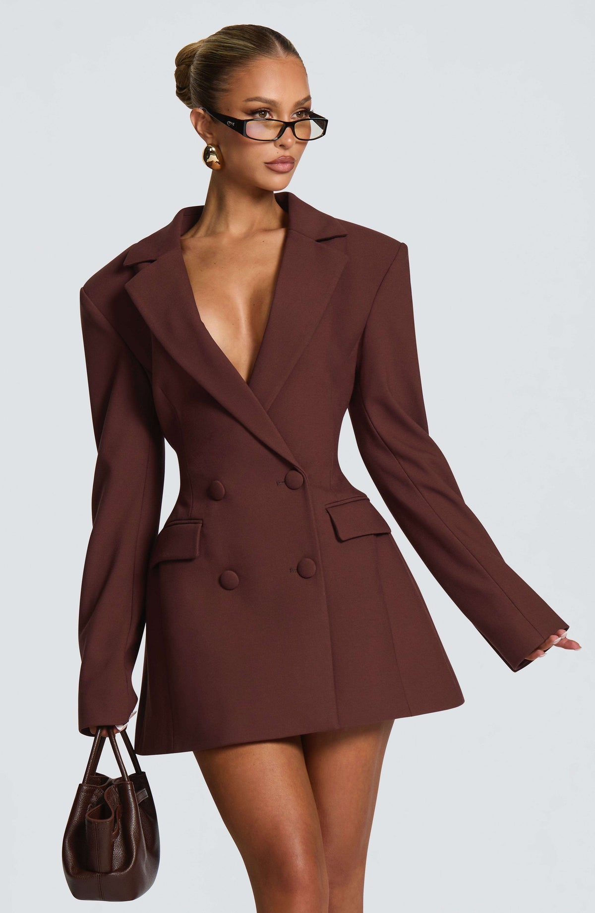 Elvira Mini Dress - Plum Brown Ryvelle