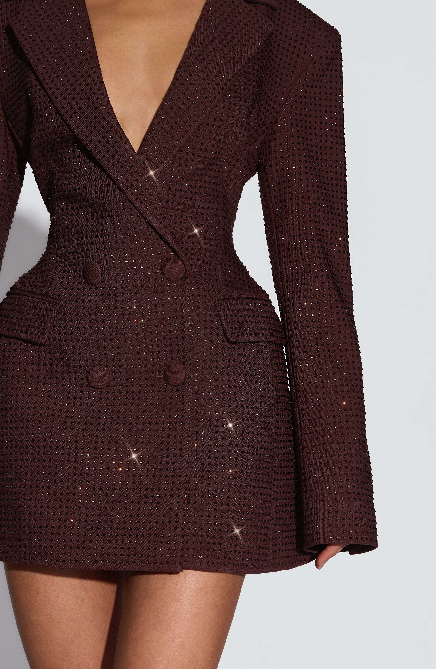 Elvira Mini Dress - Plum Brown Sparkle Ryvelle