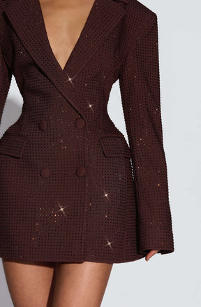Elvira Mini Dress - Plum Brown Sparkle Ryvelle