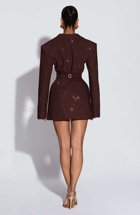 Elvira Mini Dress - Plum Brown Sparkle Ryvelle