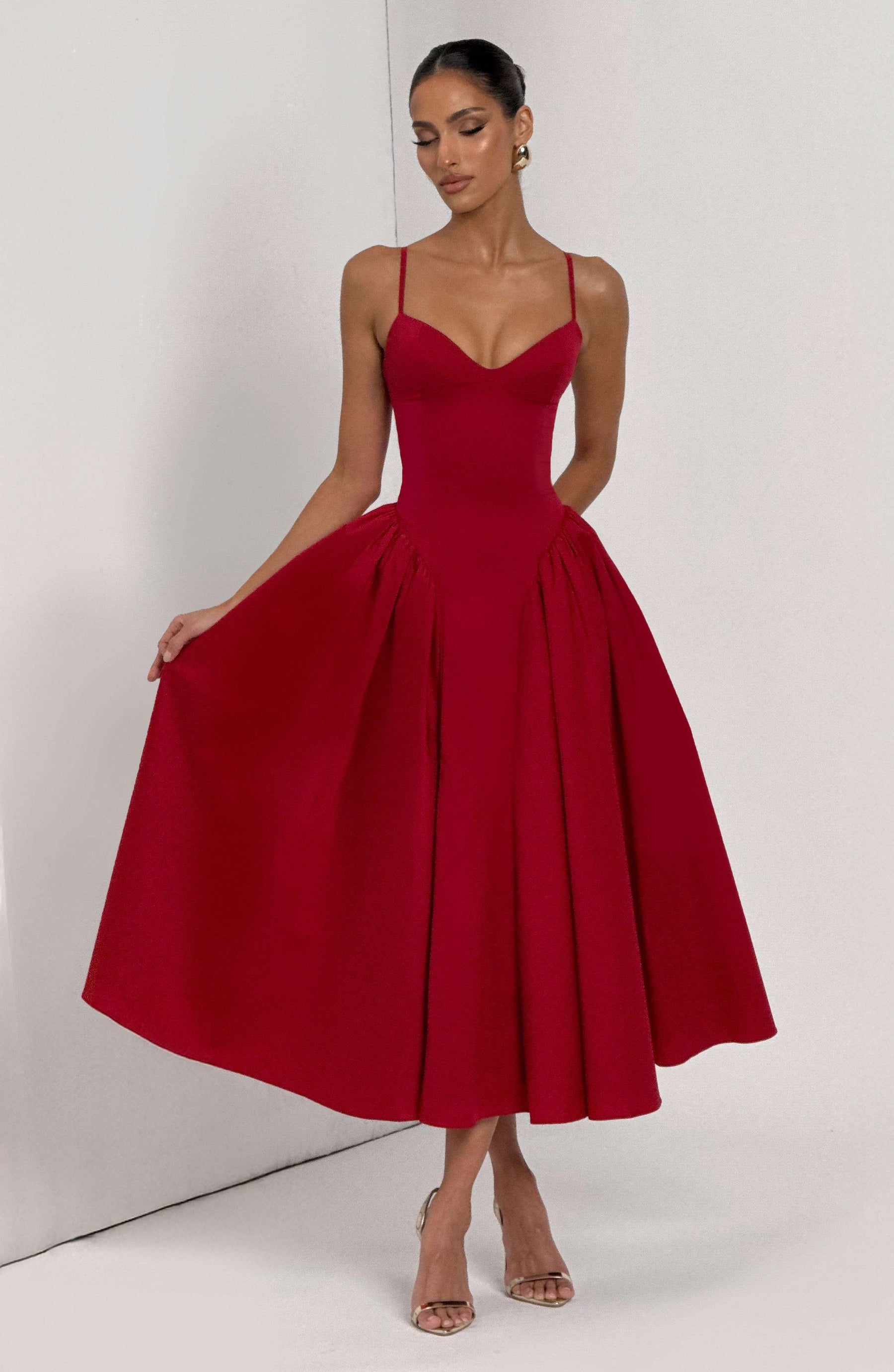 Emerson Midi Dress - Red Ryvelle