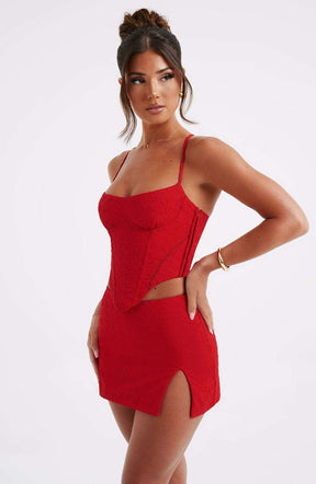 Erika Mini Skirt - Red Ryvelle