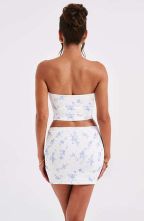 Esmeralda Mini Skirt - Blue Ditsy Print Ryvelle