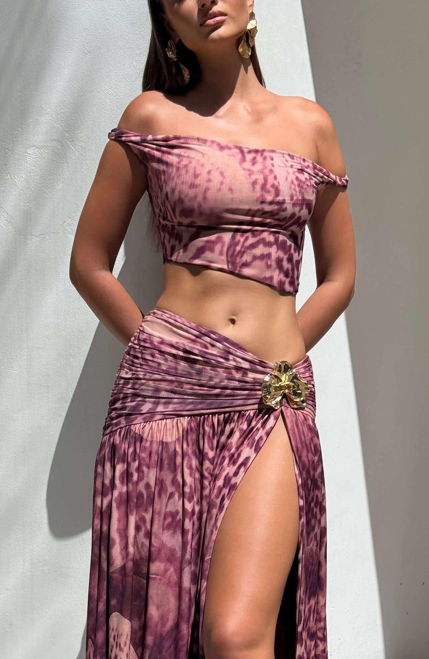 Eva Top - Magenta Orchid Print Ryvelle