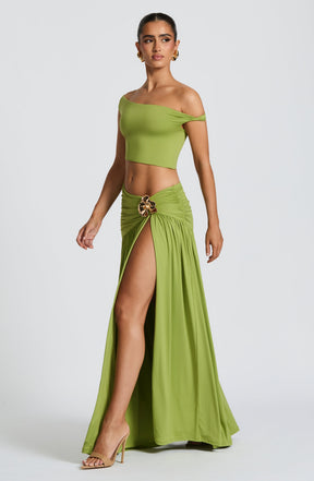 Saira Maxi Skirt - Olive Ryvelle
