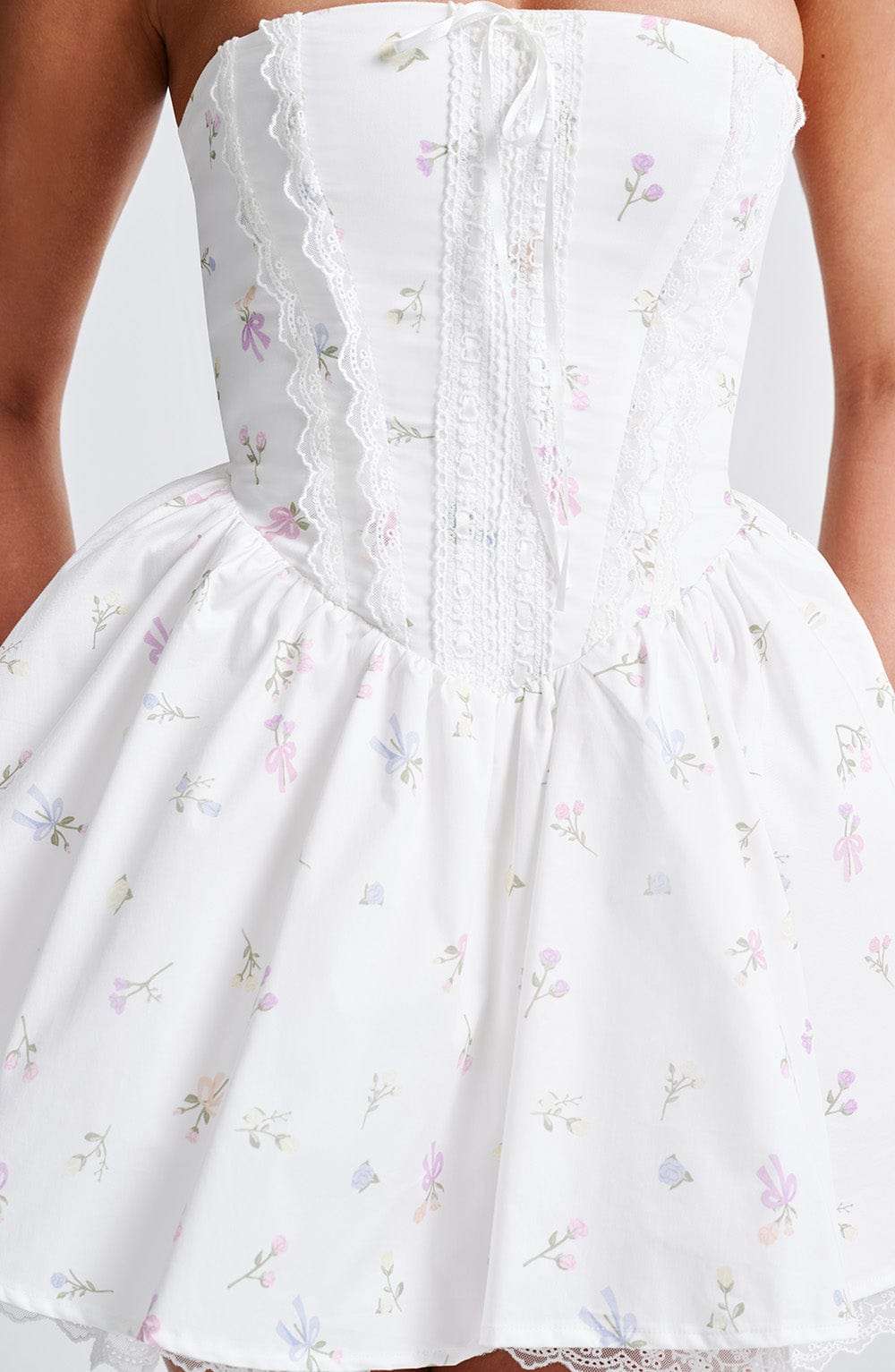 Evie Mini Dress - White Multi Floral Print Ryvelle
