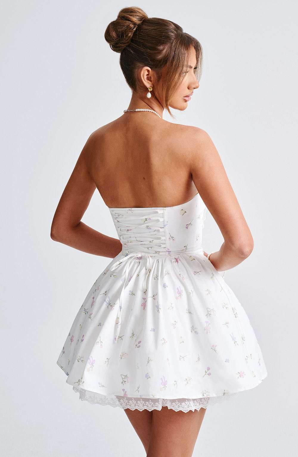 Evie Mini Dress - White Multi Floral Print Ryvelle
