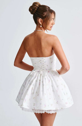 Evie Mini Dress - White Multi Floral Print Ryvelle