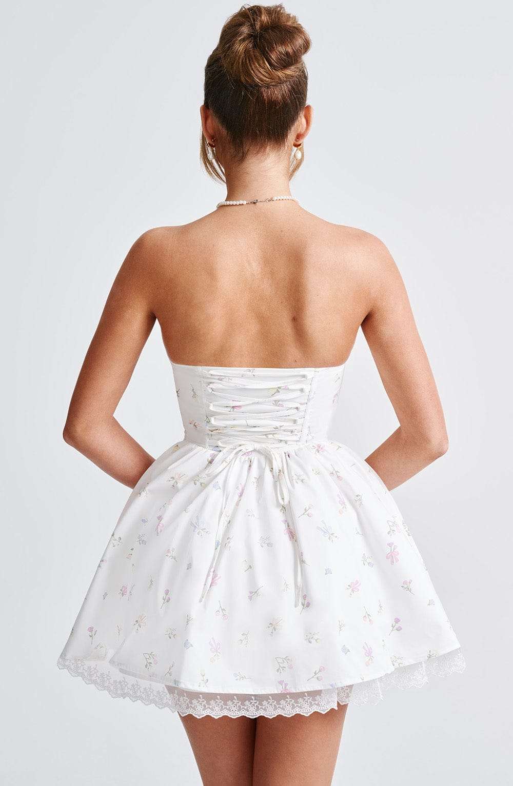 Evie Mini Dress - White Multi Floral Print Ryvelle