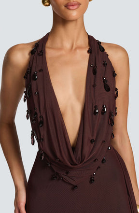 Fabia Maxi Dress - Plum Brown Ryvelle