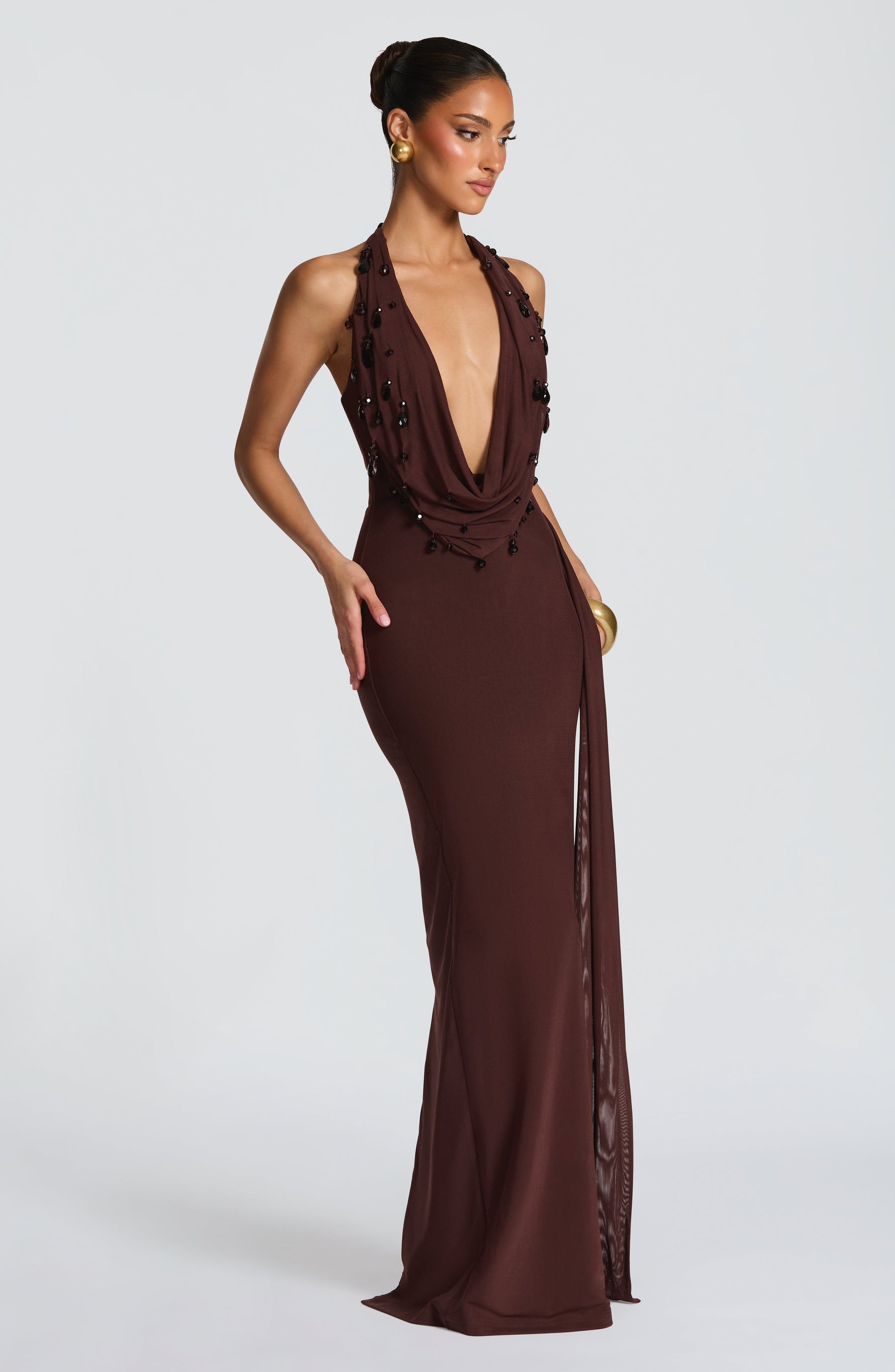 Fabia Maxi Dress - Plum Brown Ryvelle