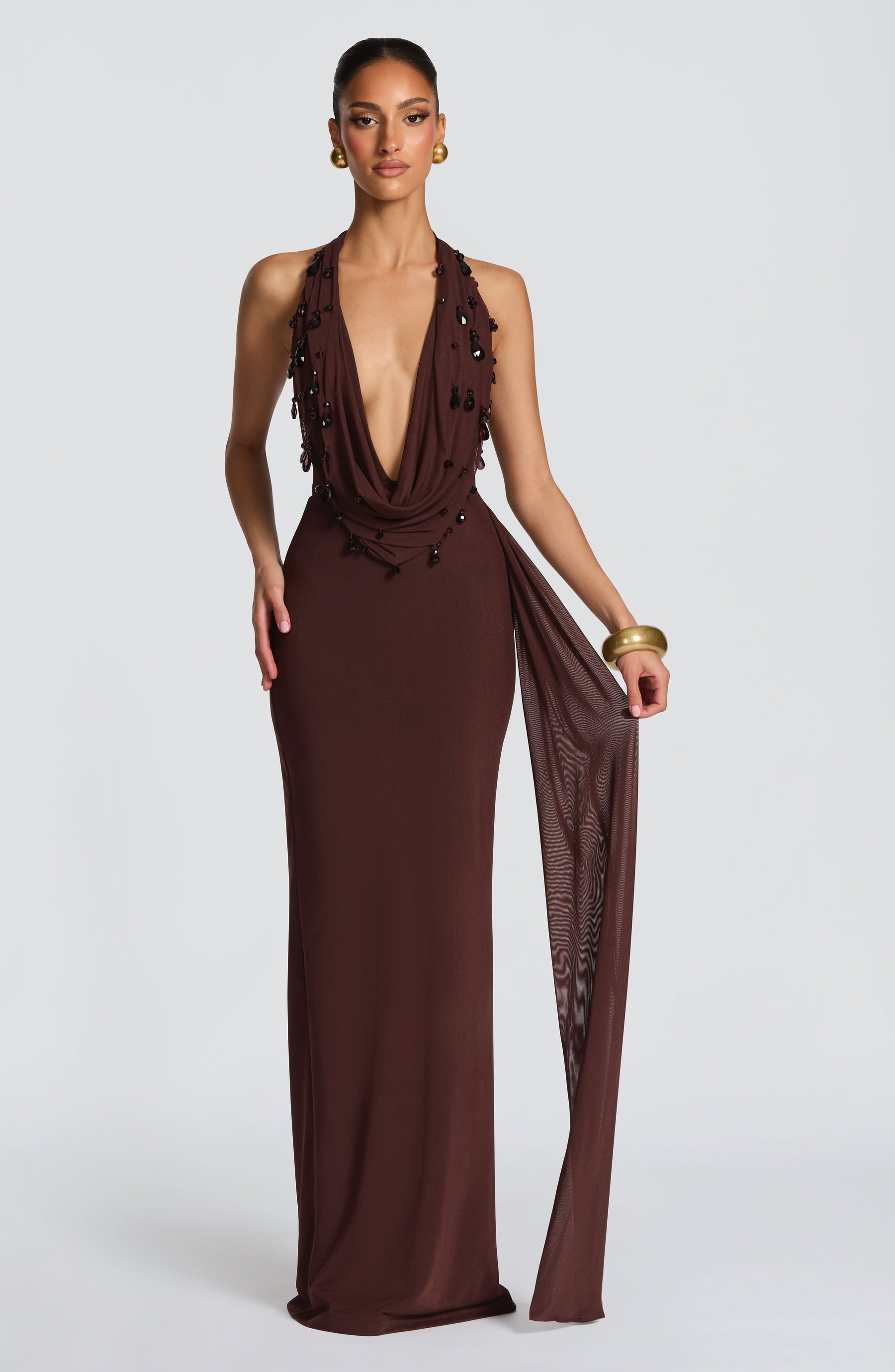 Fabia Maxi Dress - Plum Brown Ryvelle