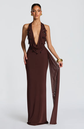 Fabia Maxi Dress - Plum Brown Ryvelle