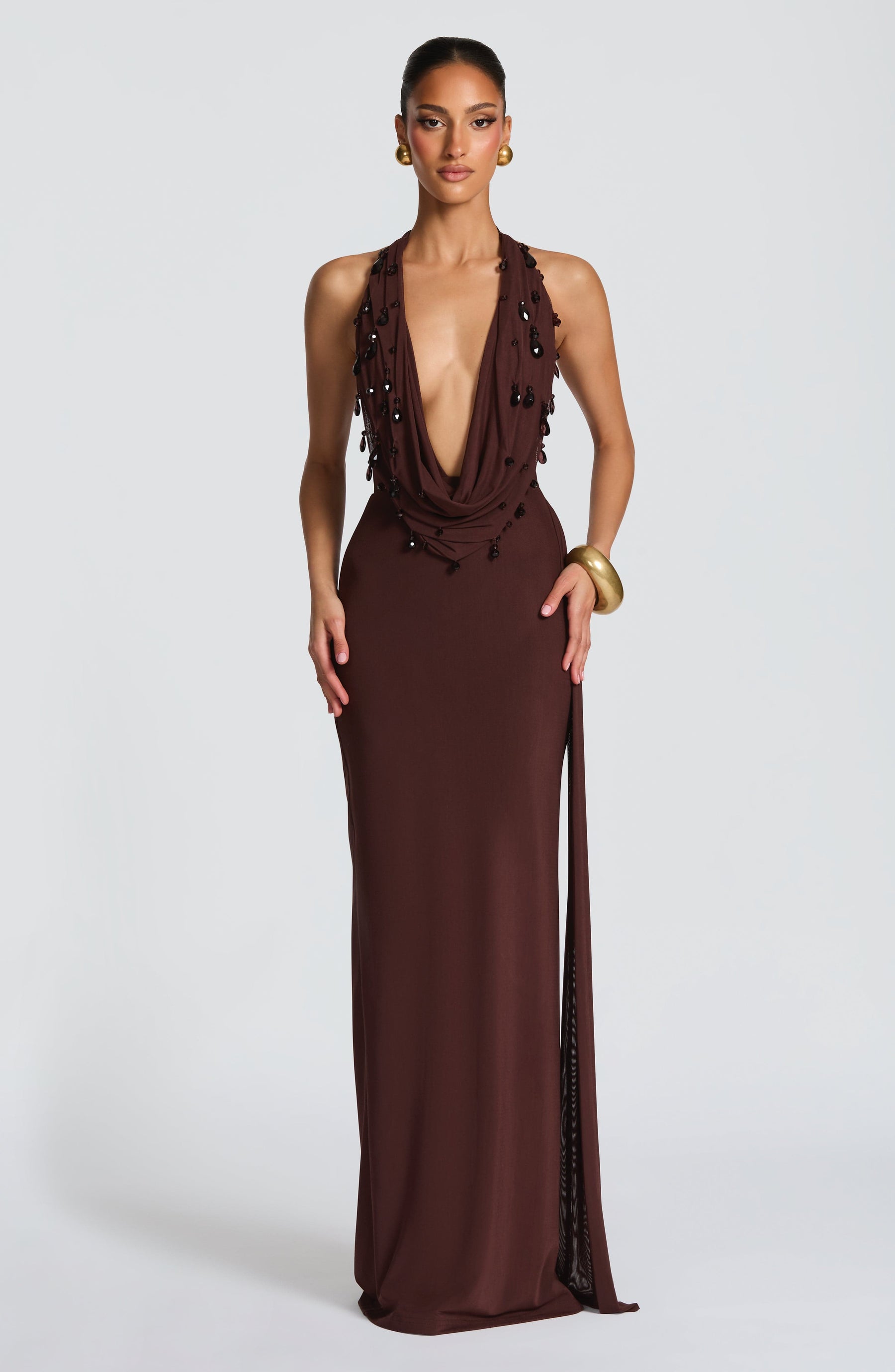 Fabia Maxi Dress - Plum Brown Ryvelle