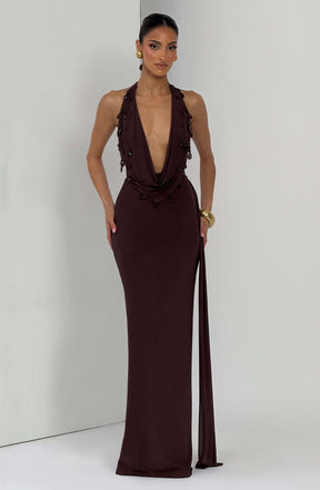 Fabia Maxi Dress - Plum Brown Ryvelle