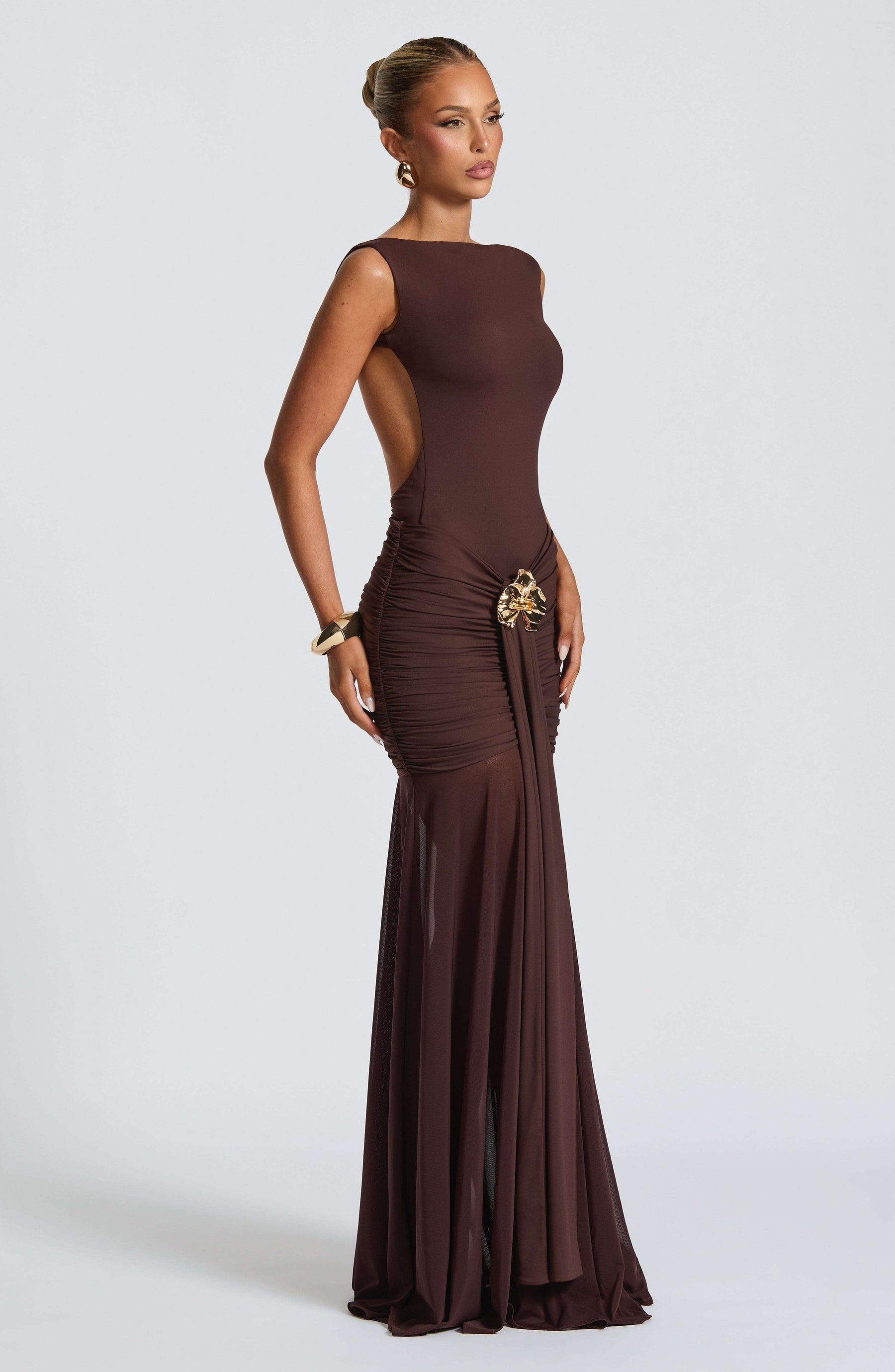 Fae Maxi Skirt - Plum Brown Ryvelle