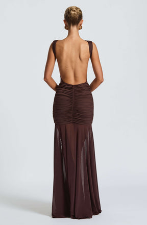 Fae Maxi Skirt - Plum Brown Ryvelle