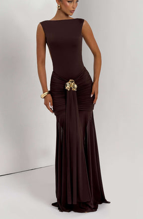 Fae Maxi Skirt - Plum Brown Ryvelle