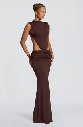 Fenella Maxi Dress - Plum Brown Ryvelle