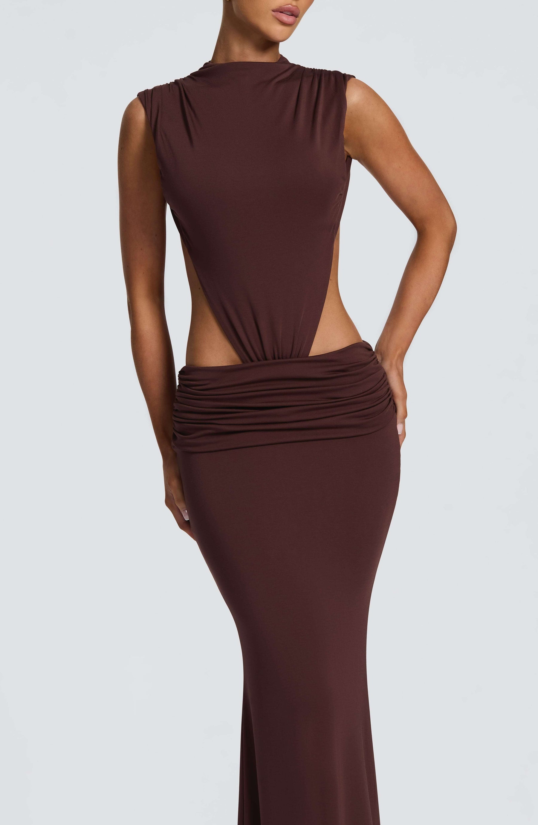 Fenella Maxi Dress - Plum Brown Ryvelle