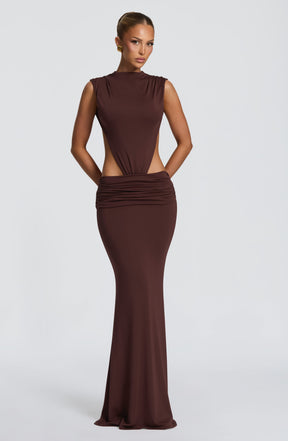 Fenella Maxi Dress - Plum Brown Ryvelle