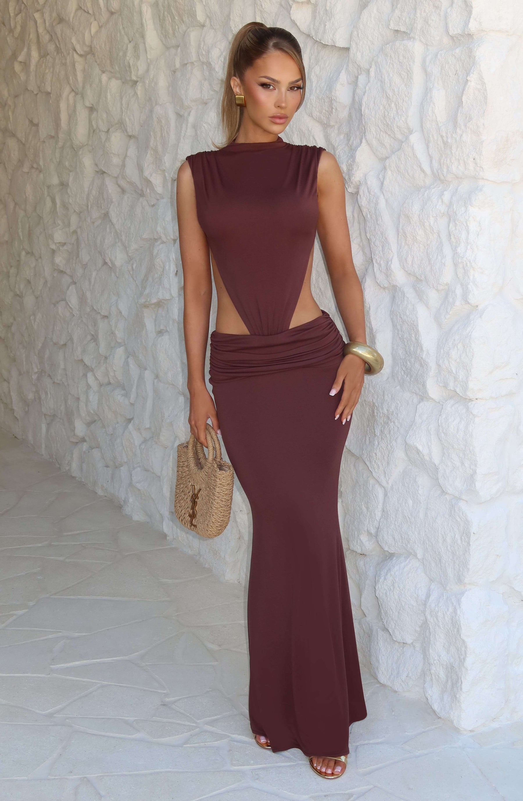 Fenella Maxi Dress - Plum Brown Ryvelle