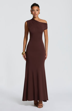 Fiora Maxikleid – Pflaumenbraun