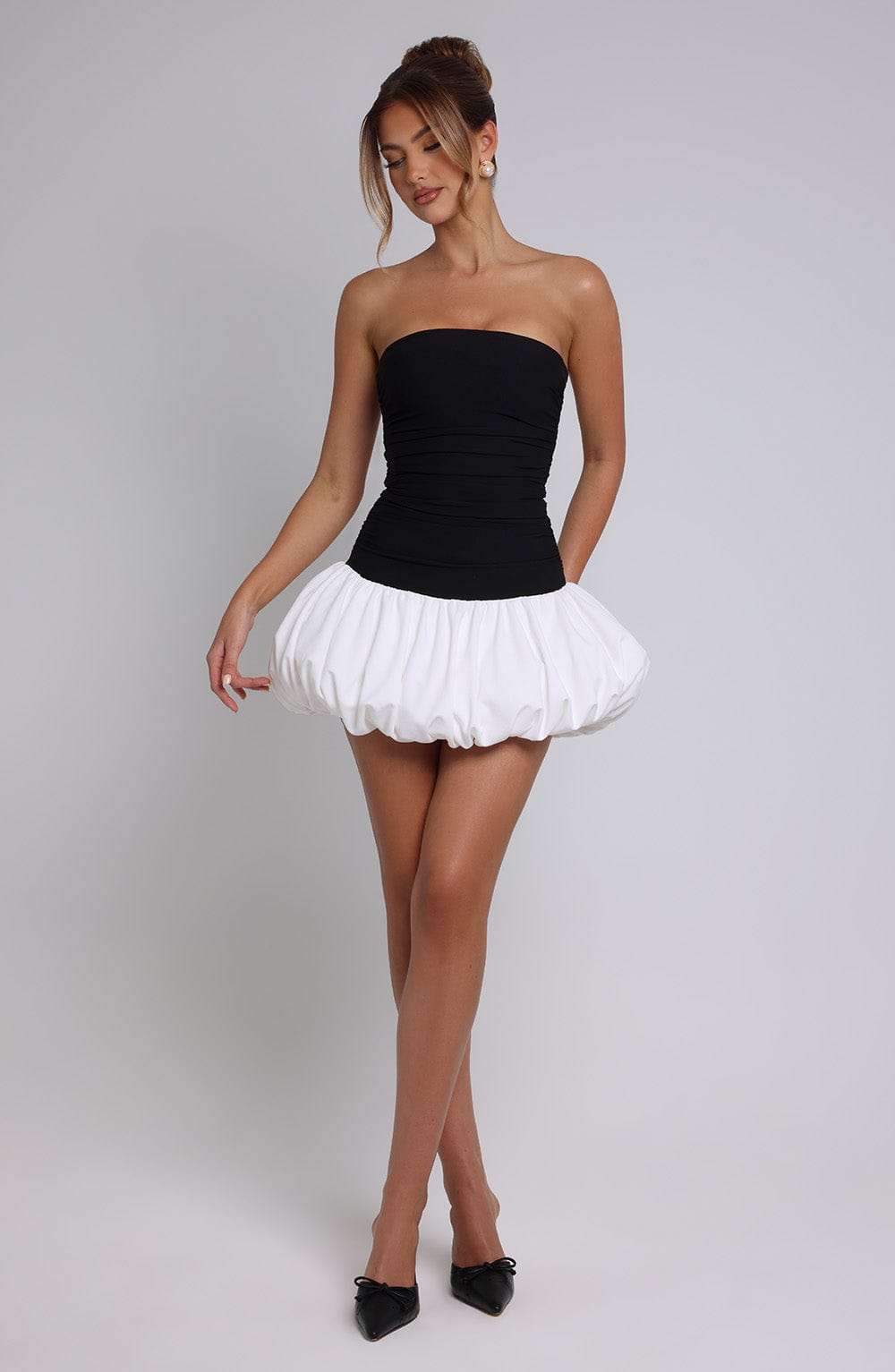 Gemma Mini Dress - Black/White Ryvelle